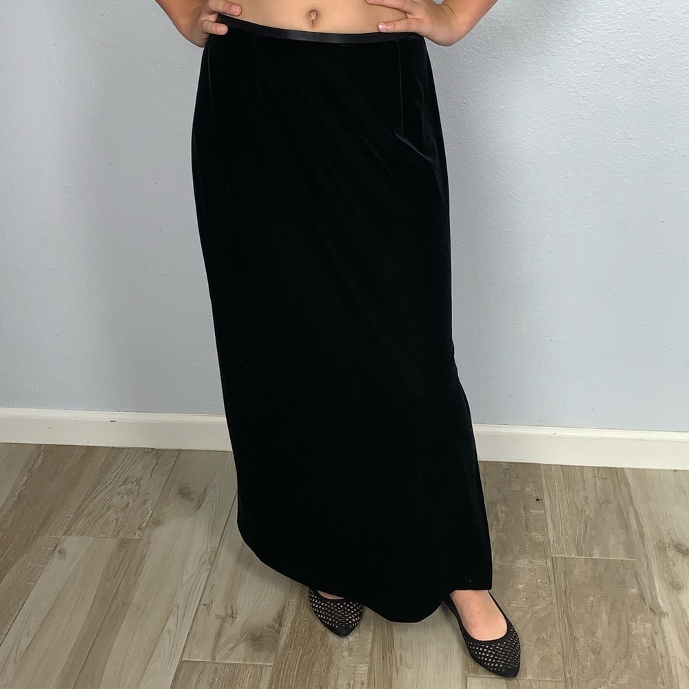 Ann Taylor Loft Black Velvet Maxi Skirt